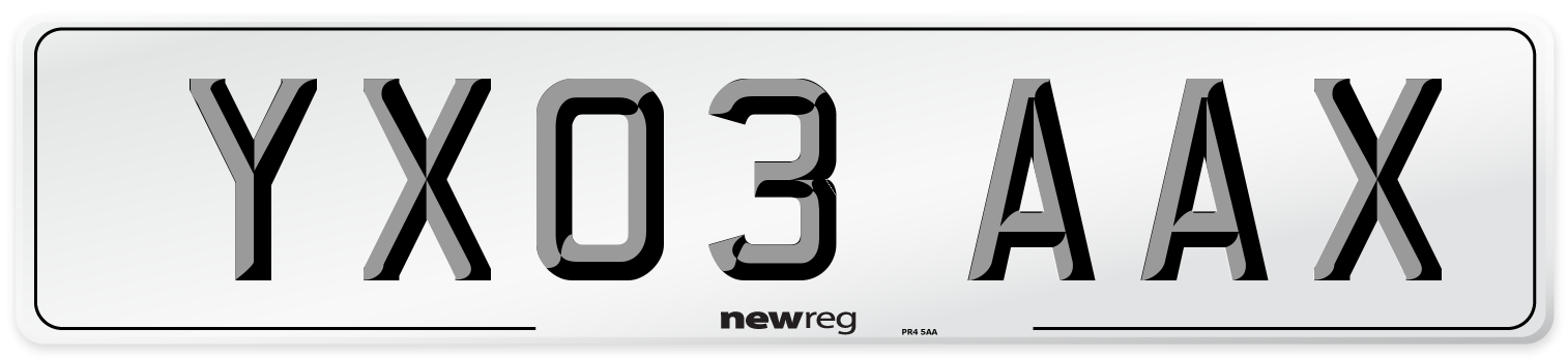 YX03 AAX Number Plate from New Reg